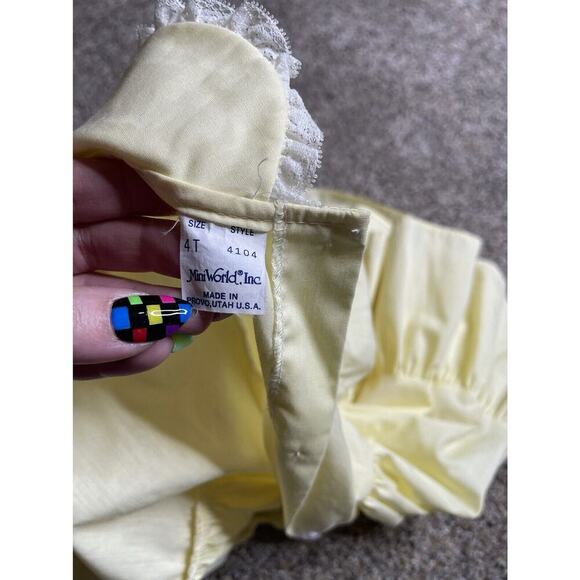 Vintage Mini World Inc. Yellow Collared Full Prairie Dress W/ Lace Size 4T USA - Picture 3 of 4